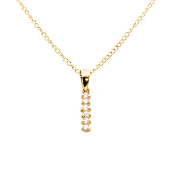 9ct Gold Cubic Zirconia Pendant with Chain